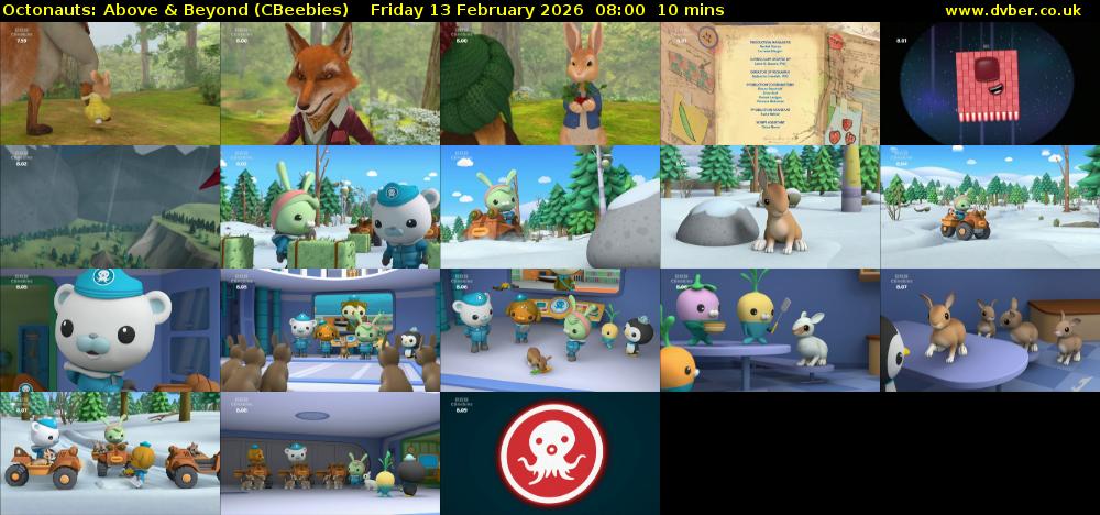 Octonauts: Above & Beyond (CBeebies) Friday 13 February 2026 08:00 - 08:10
