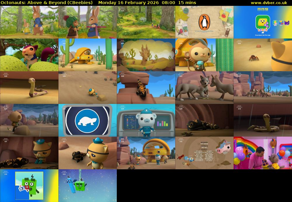 Octonauts: Above & Beyond (CBeebies) Monday 16 February 2026 08:00 - 08:15