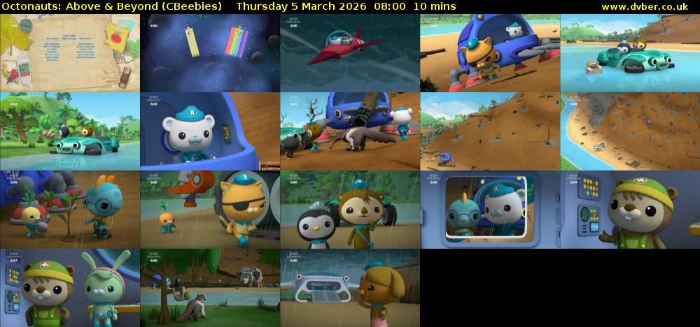 Octonauts: Above & Beyond (CBeebies) Thursday 5 March 2026 08:00 - 08:10