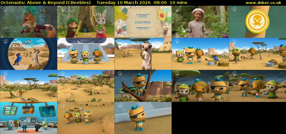 Octonauts: Above & Beyond (CBeebies) Tuesday 10 March 2026 08:00 - 08:10