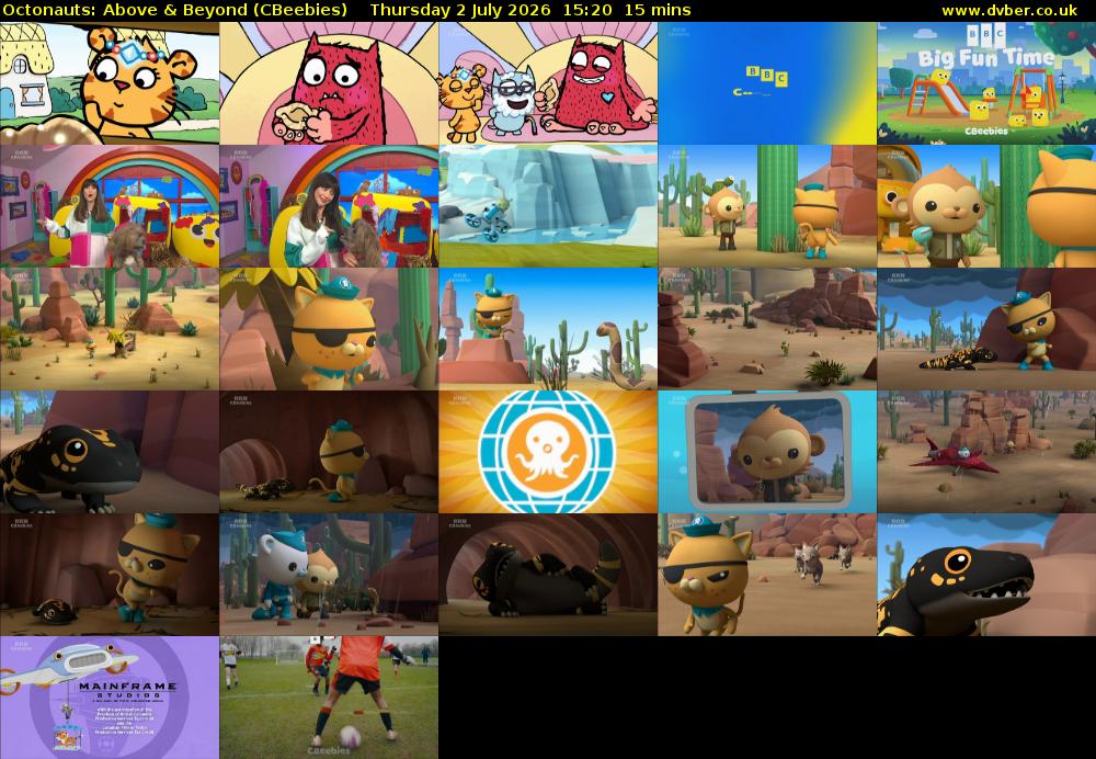 Octonauts: Above & Beyond (CBeebies) Thursday 2 July 2026 15:20 - 15:35