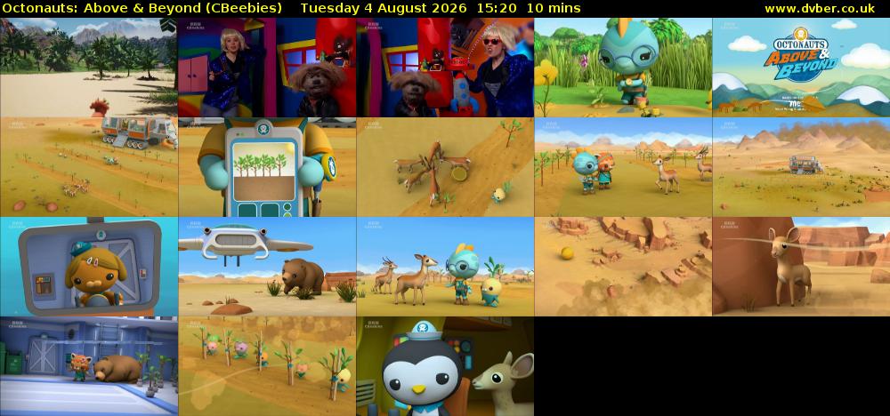 Octonauts: Above & Beyond (CBeebies) Tuesday 4 August 2026 15:20 - 15:30