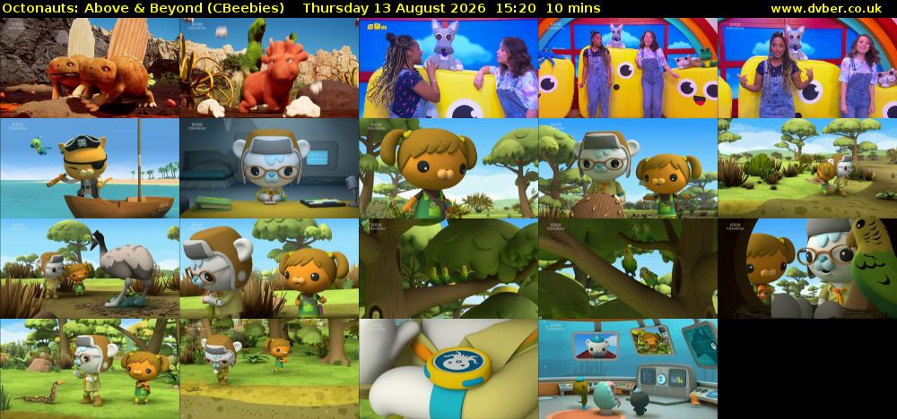 Octonauts: Above & Beyond (CBeebies) Thursday 13 August 2026 15:20 - 15:30