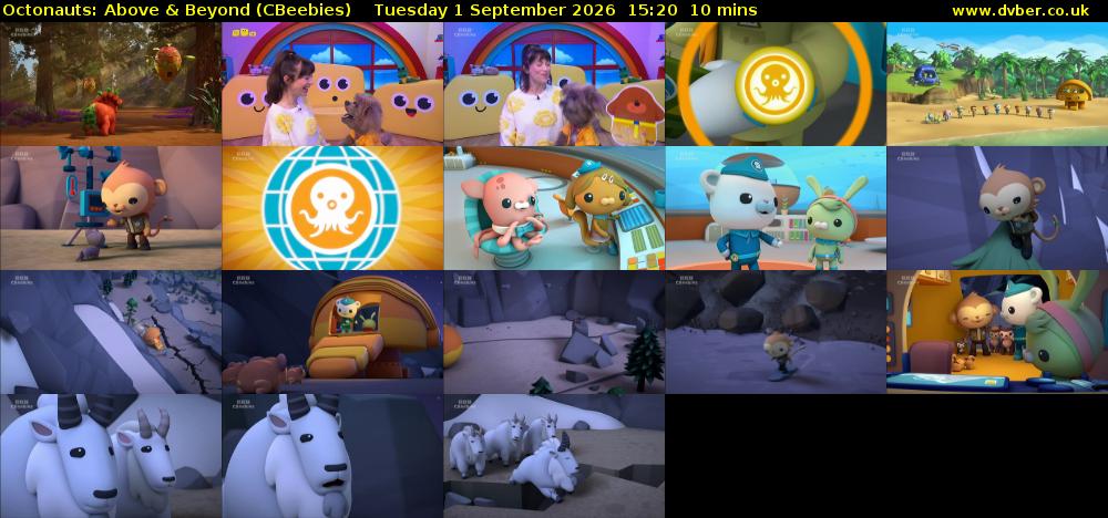 Octonauts: Above & Beyond (CBeebies) Tuesday 1 September 2026 15:20 - 15:30