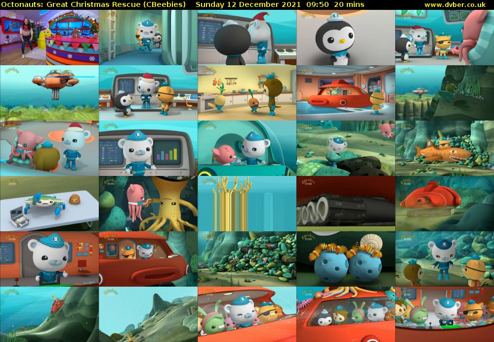 Octonauts: Great Christmas Rescue (CBeebies) Sunday 12 December 2021 09:50 - 10:10