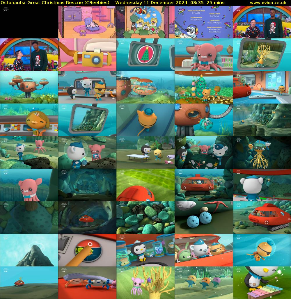 Octonauts: Great Christmas Rescue (CBeebies) Wednesday 11 December 2024 08:35 - 09:00