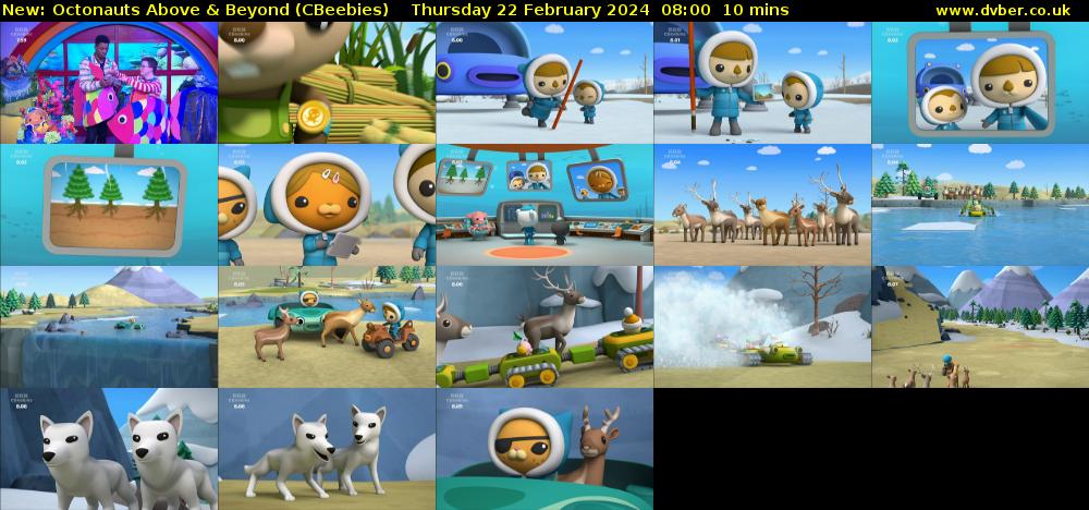 Octonauts Above & Beyond (CBeebies) Thursday 22 February 2024 08:00 - 08:10