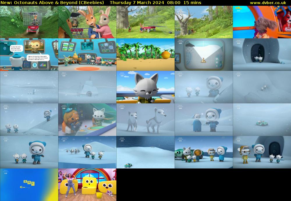 Octonauts Above & Beyond (CBeebies) Thursday 7 March 2024 08:00 - 08:15