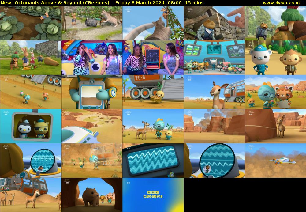 Octonauts Above & Beyond (CBeebies) Friday 8 March 2024 08:00 - 08:15