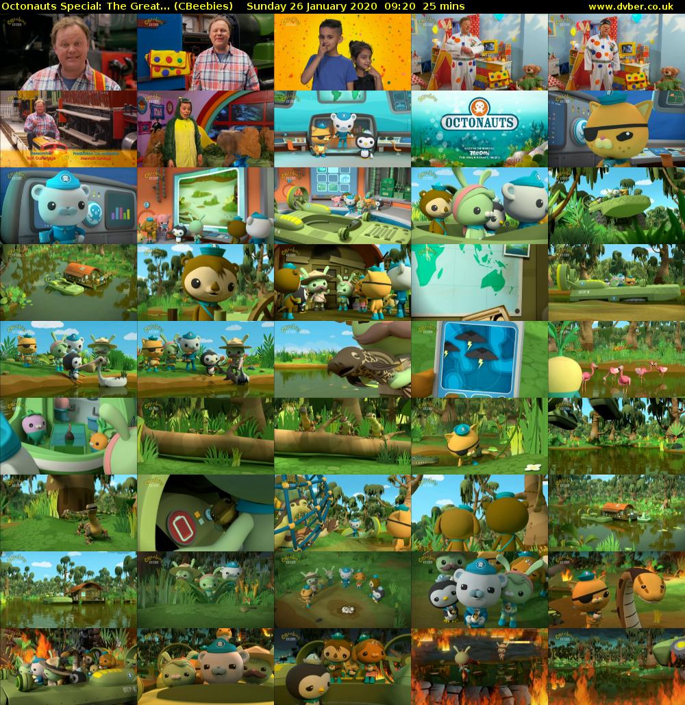 Octonauts Special: The Great... (CBeebies) Sunday 26 January 2020 09:20 - 09:45