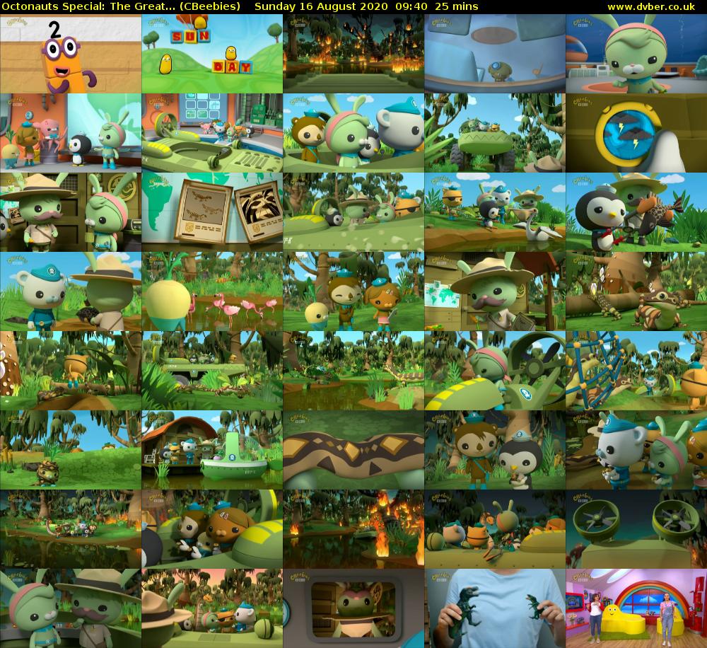 Octonauts Special: The Great... (CBeebies) Sunday 16 August 2020 09:40 - 10:05
