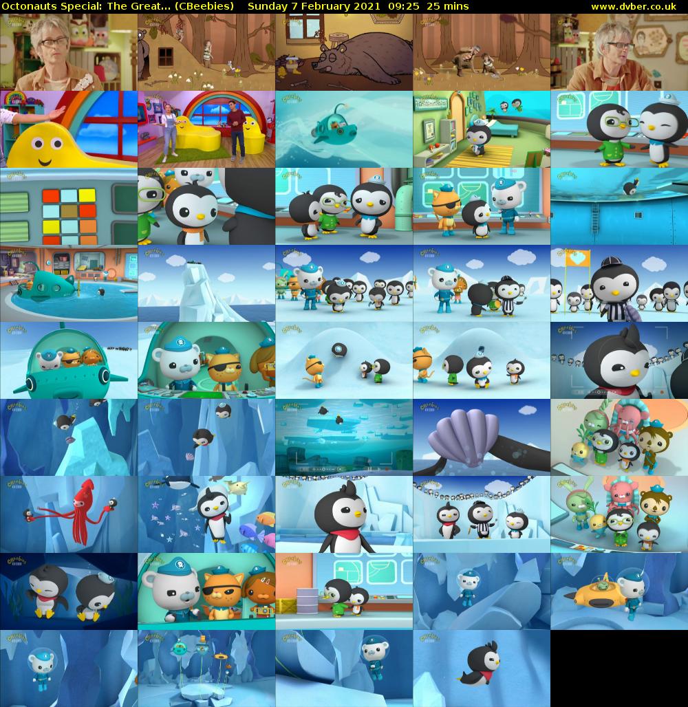 Octonauts Special: The Great... (CBeebies) Sunday 7 February 2021 09:25 - 09:50