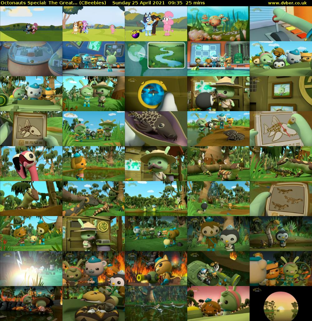 Octonauts Special: The Great... (CBeebies) Sunday 25 April 2021 09:35 - 10:00