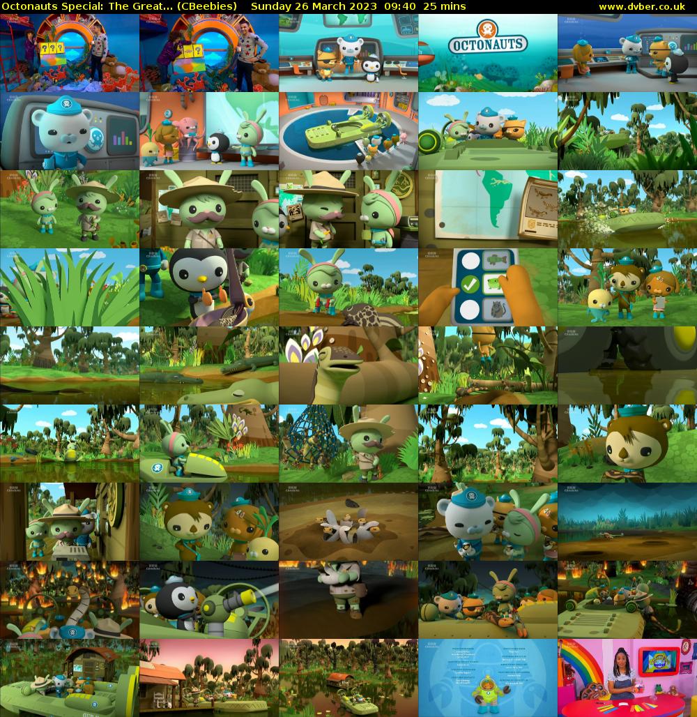 Octonauts Special: The Great... (CBeebies) Sunday 26 March 2023 09:40 - 10:05