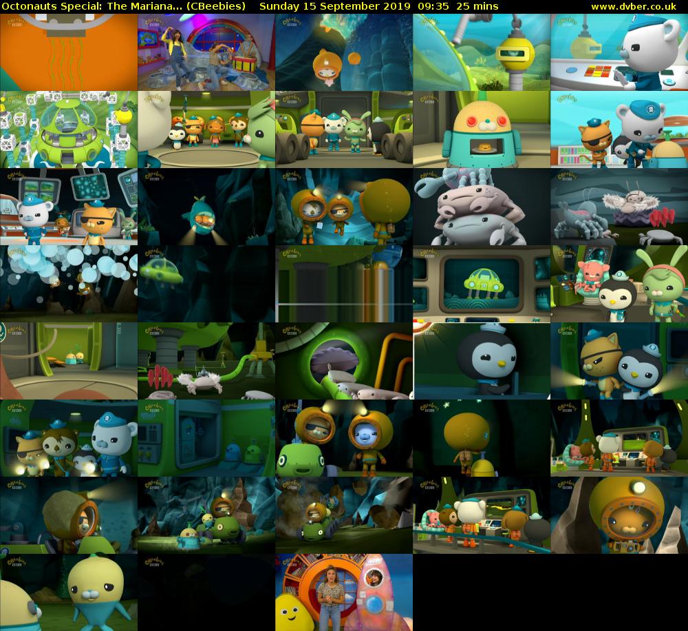 Octonauts Special: The Mariana... (CBeebies) Sunday 15 September 2019 09:35 - 10:00