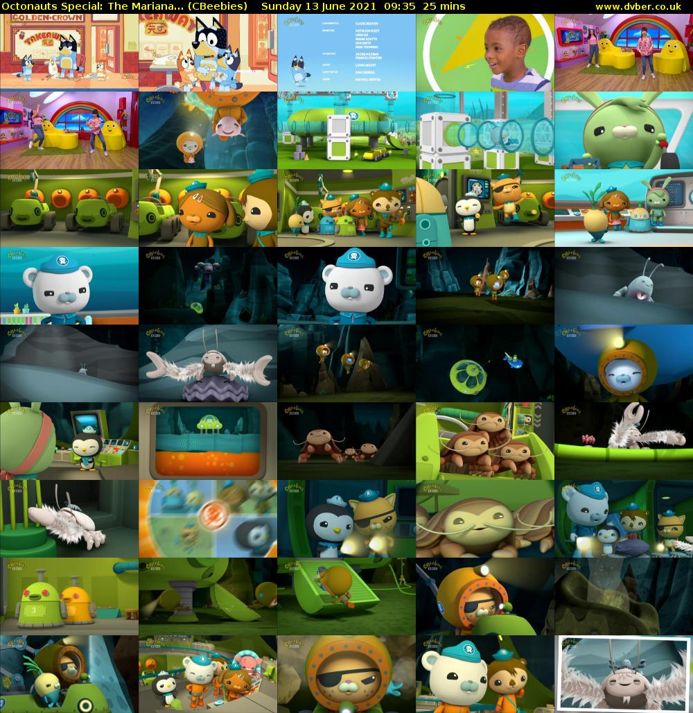 Octonauts Special: The Mariana... (CBeebies) Sunday 13 June 2021 09:35 - 10:00