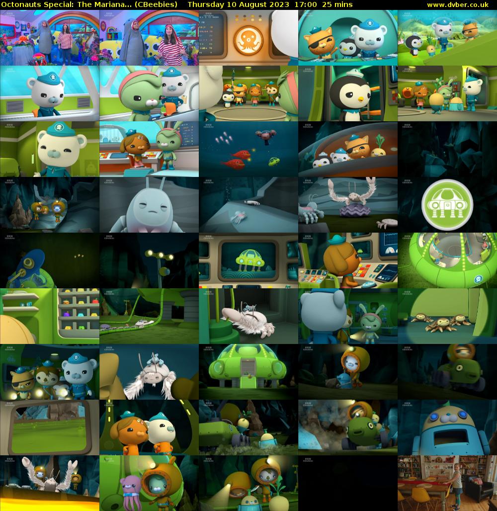 Octonauts Special: The Mariana... (CBeebies) Thursday 10 August 2023 17:00 - 17:25
