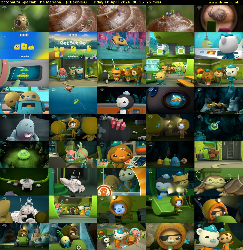 Octonauts Special: The Mariana... (CBeebies) Friday 10 April 2026 08:35 - 09:00