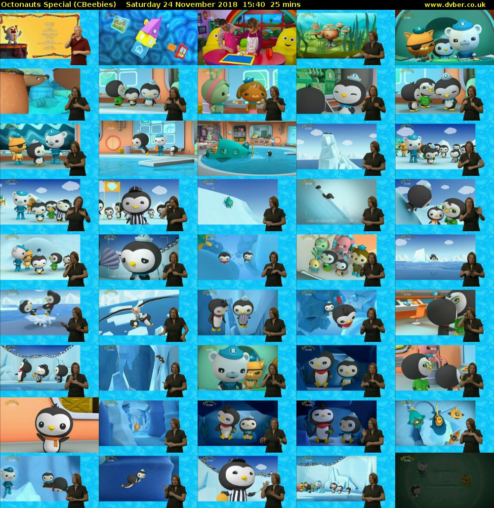 Octonauts Special (CBeebies) Saturday 24 November 2018 15:40 - 16:05
