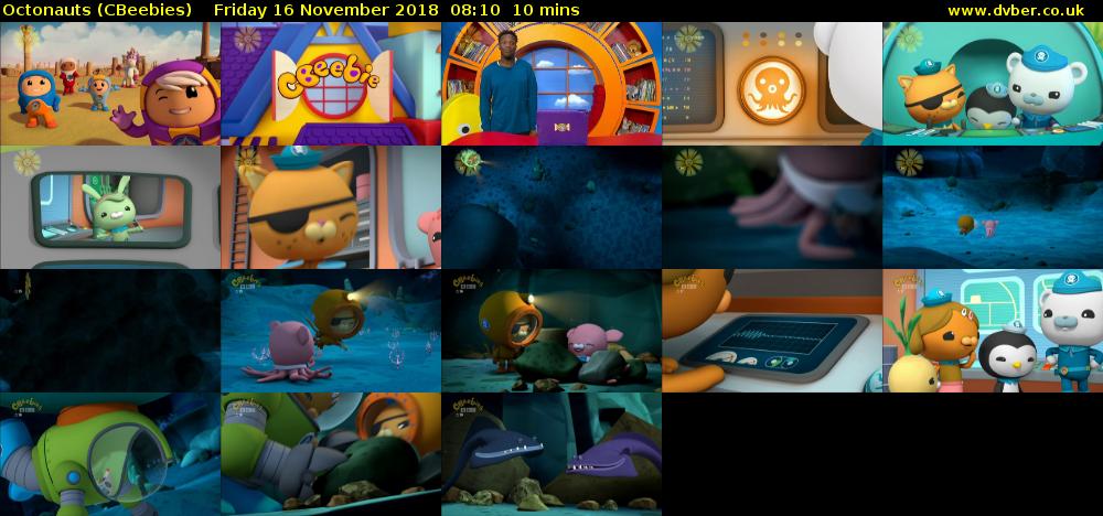 Octonauts (CBeebies) Friday 16 November 2018 08:10 - 08:20