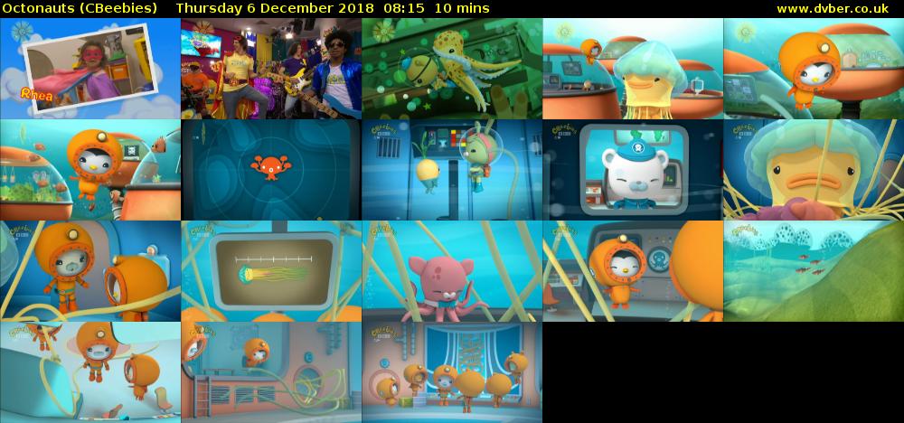 Octonauts (CBeebies) Thursday 6 December 2018 08:15 - 08:25