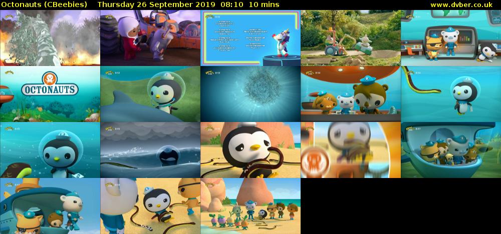 Octonauts (CBeebies) Thursday 26 September 2019 08:10 - 08:20
