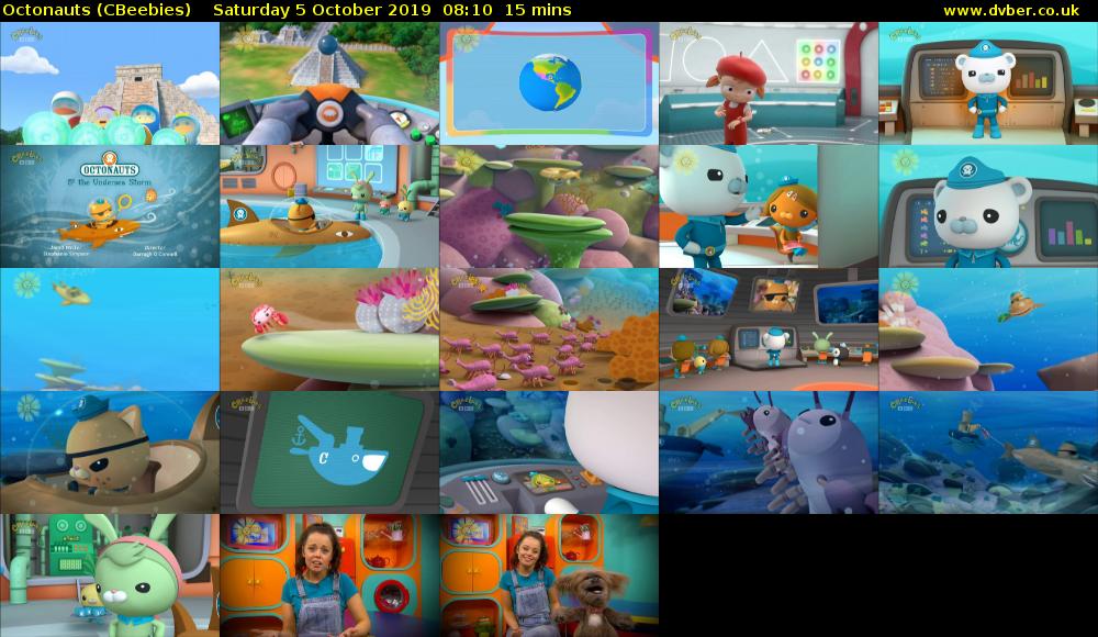 Octonauts (CBeebies) Saturday 5 October 2019 08:10 - 08:25
