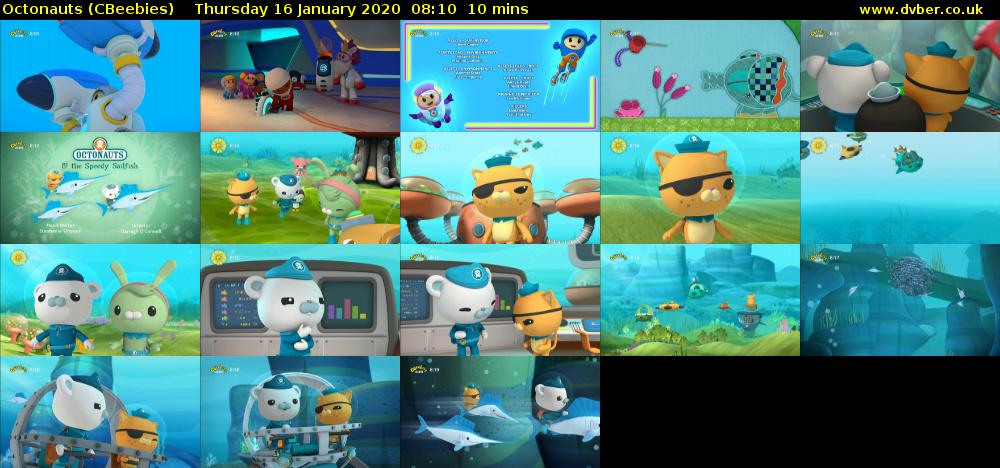Octonauts (CBeebies) Thursday 16 January 2020 08:10 - 08:20