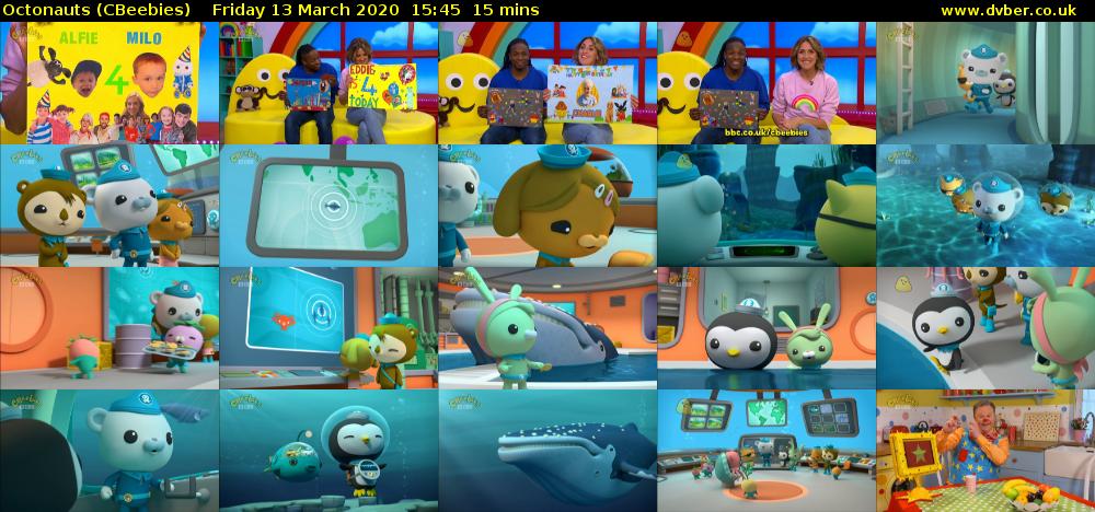 Octonauts (CBeebies) Friday 13 March 2020 15:45 - 16:00