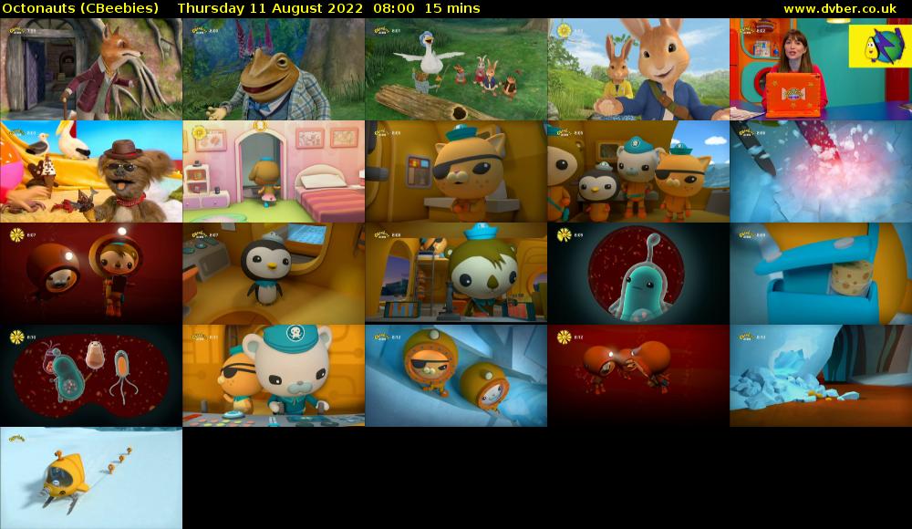 Octonauts (CBeebies) Thursday 11 August 2022 08:00 - 08:15