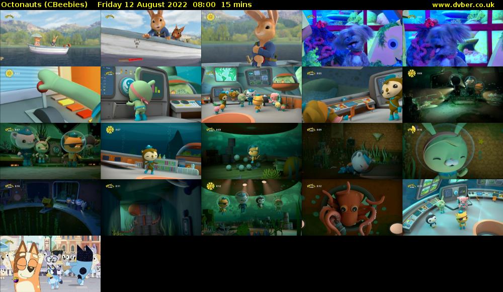 Octonauts (CBeebies) Friday 12 August 2022 08:00 - 08:15