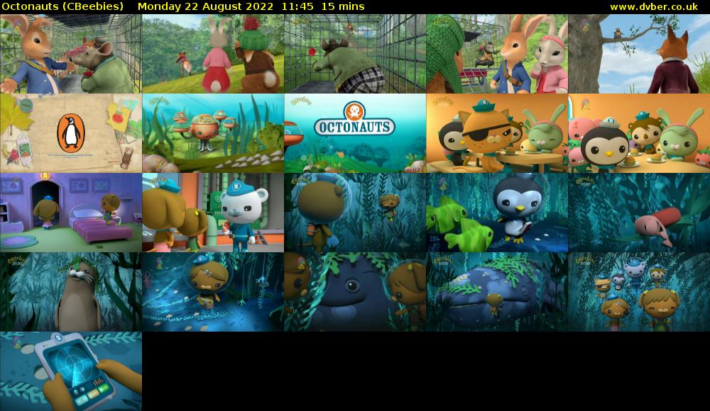 Octonauts (CBeebies) Monday 22 August 2022 11:45 - 12:00