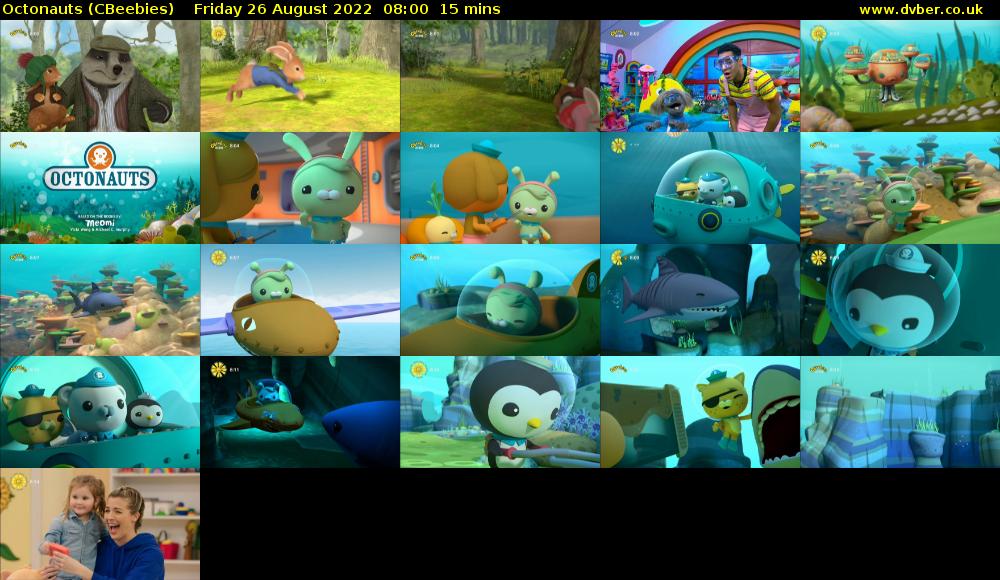 Octonauts (CBeebies) Friday 26 August 2022 08:00 - 08:15