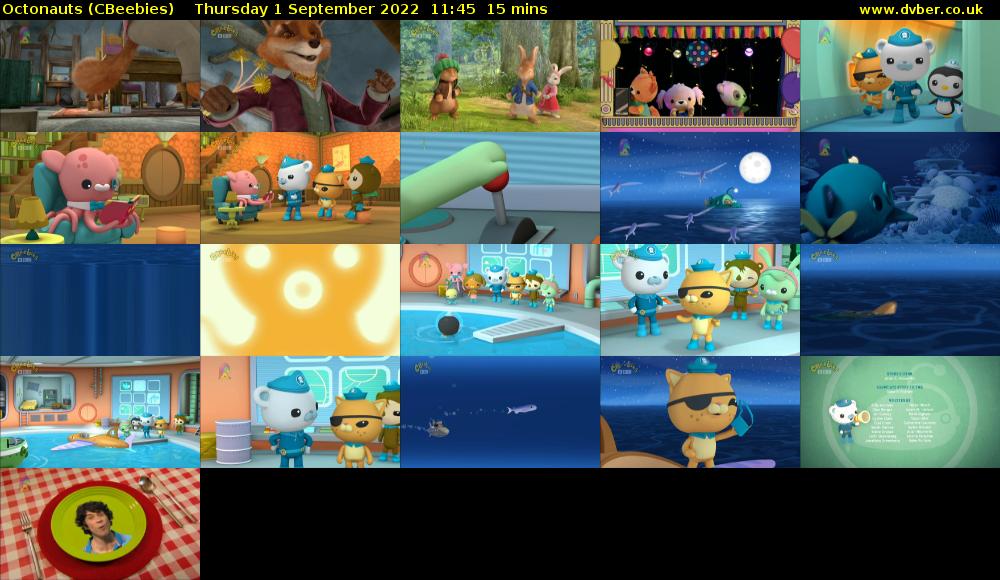 Octonauts (CBeebies) Thursday 1 September 2022 11:45 - 12:00
