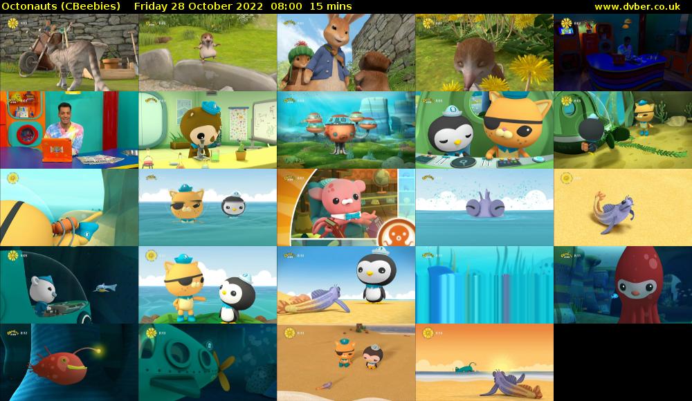 Octonauts (CBeebies) Friday 28 October 2022 08:00 - 08:15