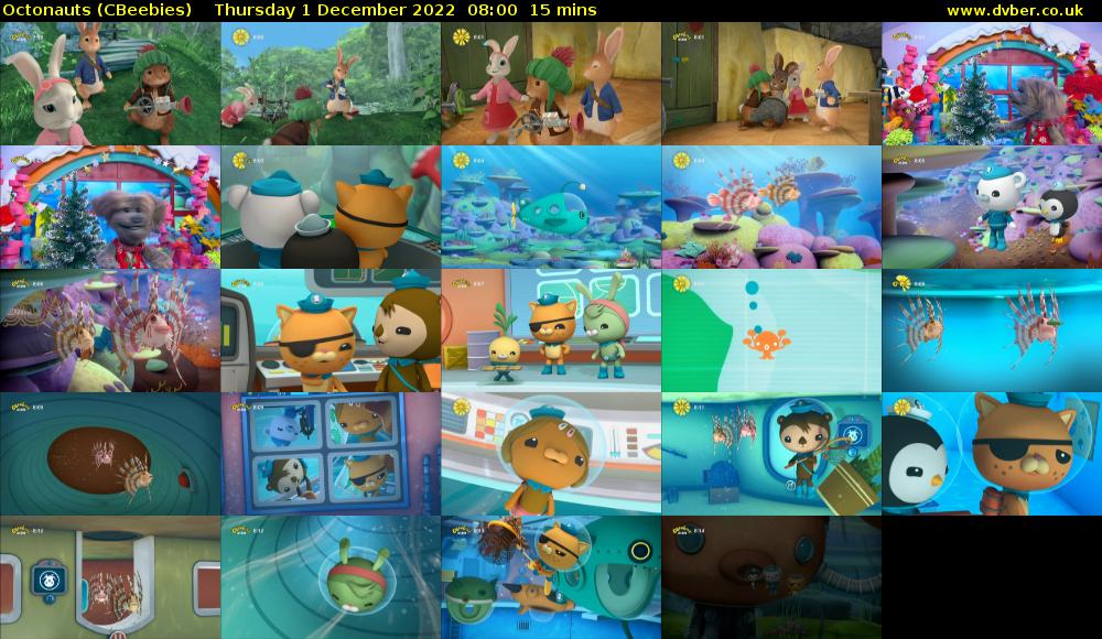Octonauts (CBeebies) Thursday 1 December 2022 08:00 - 08:15