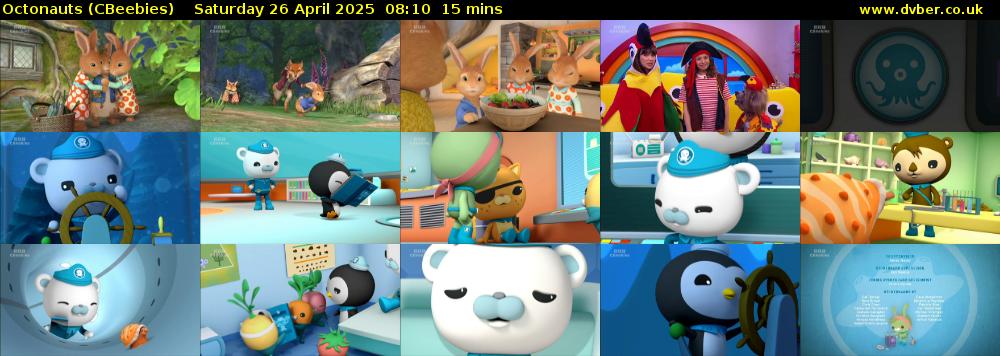 Octonauts (CBeebies) Saturday 26 April 2025 08:10 - 08:25