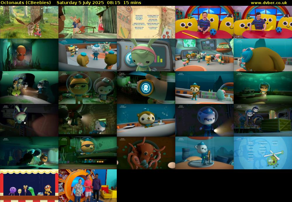 Octonauts (CBeebies) Saturday 5 July 2025 08:15 - 08:30