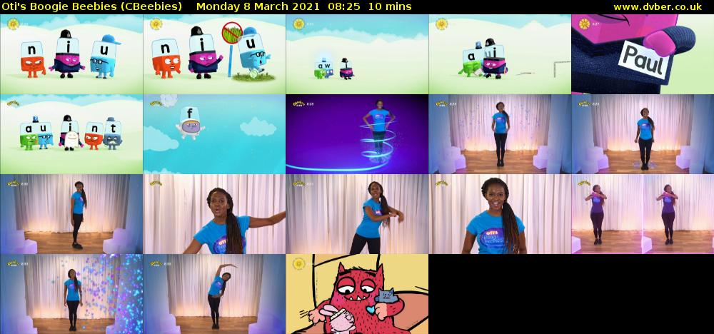 Oti's Boogie Beebies (CBeebies) Monday 8 March 2021 08:25 - 08:35
