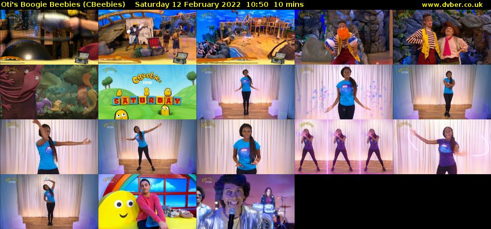 Oti's Boogie Beebies (CBeebies) Saturday 12 February 2022 10:50 - 11:00