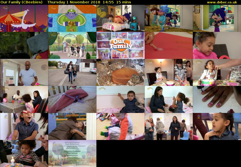 Our Family (CBeebies) Thursday 1 November 2018 14:55 - 15:10