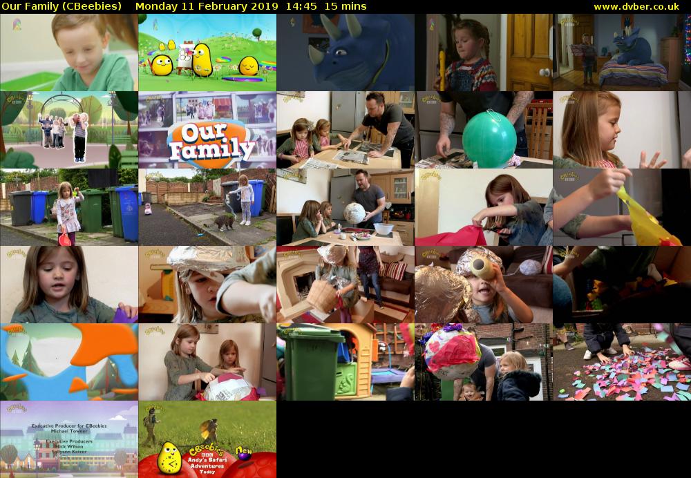 Our Family (CBeebies) Monday 11 February 2019 14:45 - 15:00