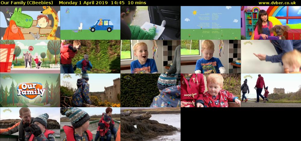Our Family (CBeebies) Monday 1 April 2019 14:45 - 14:55