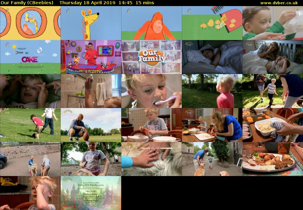 Our Family (CBeebies) Thursday 18 April 2019 14:45 - 15:00