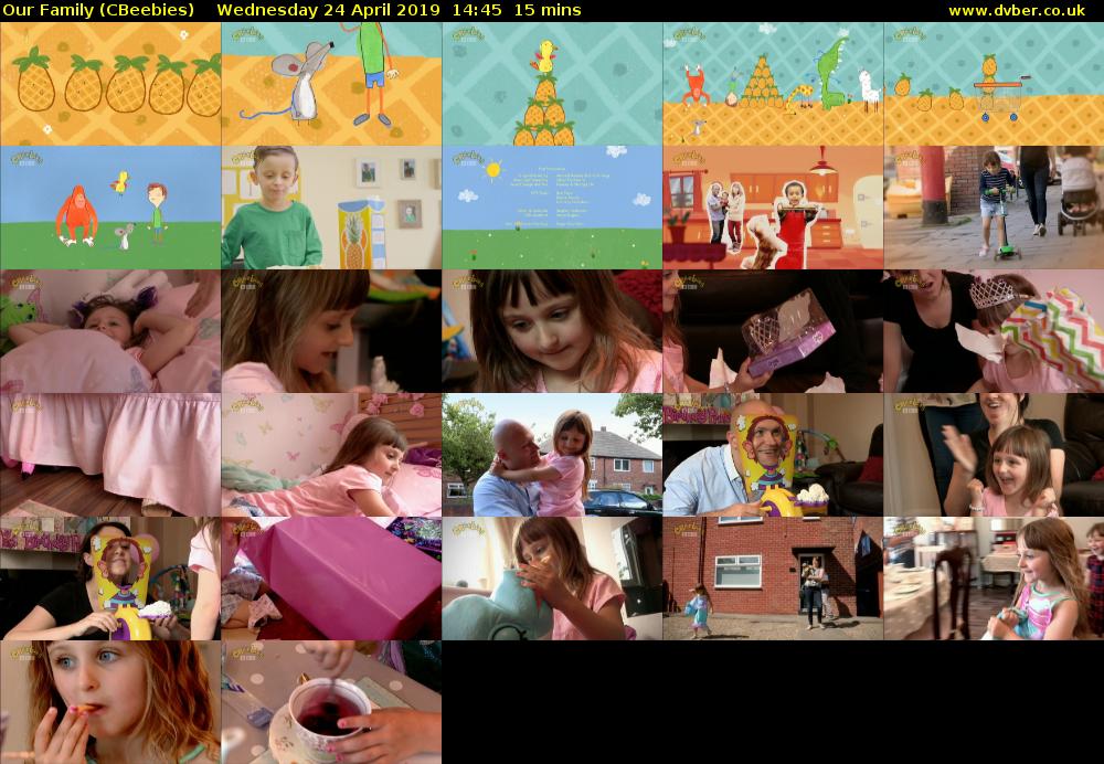 Our Family (CBeebies) Wednesday 24 April 2019 14:45 - 15:00