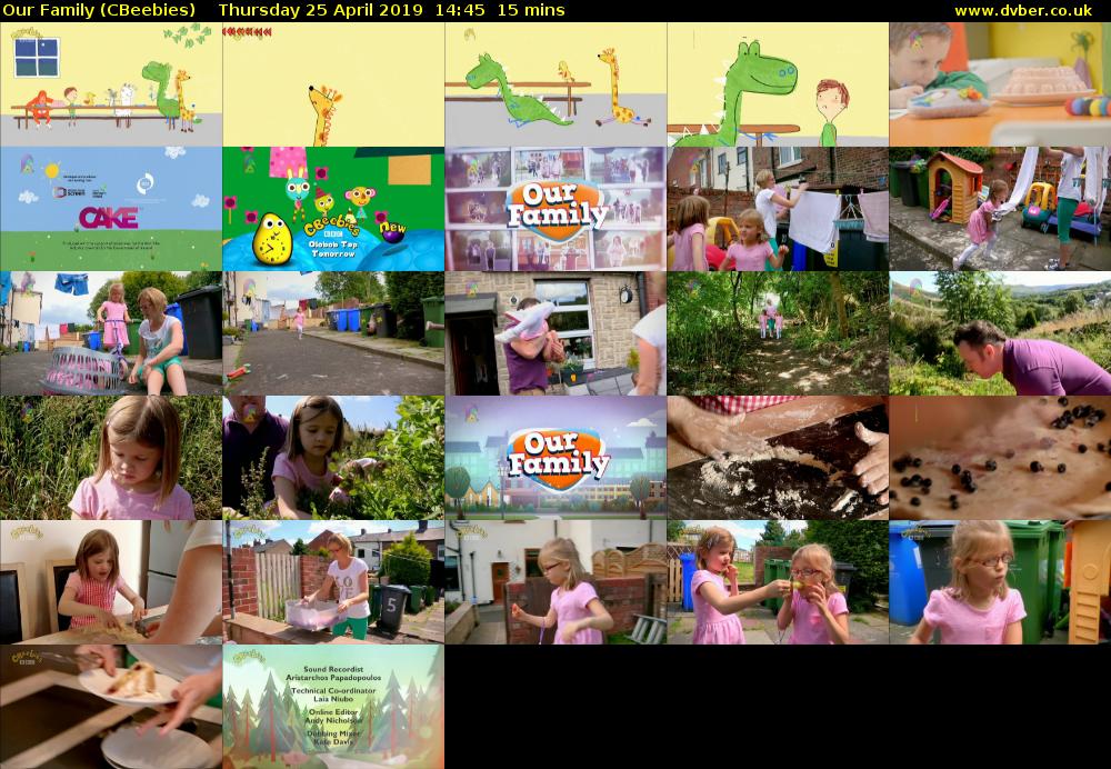Our Family (CBeebies) Thursday 25 April 2019 14:45 - 15:00