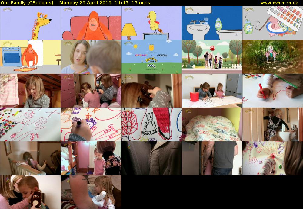 Our Family (CBeebies) Monday 29 April 2019 14:45 - 15:00