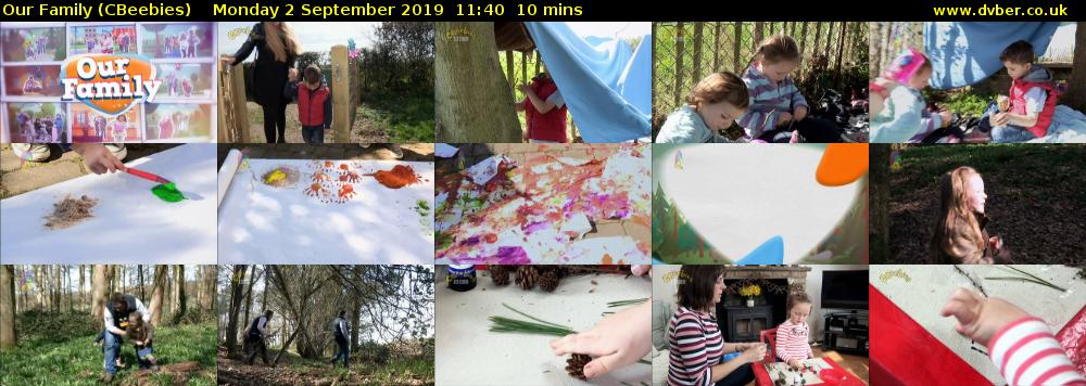 Our Family (CBeebies) Monday 2 September 2019 11:40 - 11:50