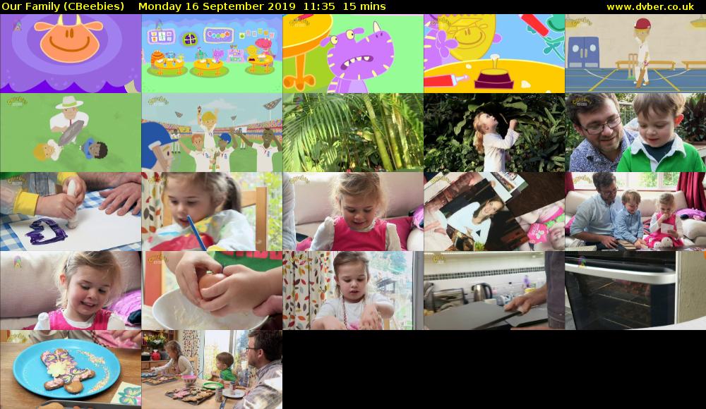 Our Family (CBeebies) Monday 16 September 2019 11:35 - 11:50