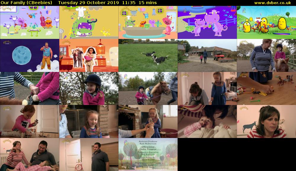 Our Family (CBeebies) Tuesday 29 October 2019 11:35 - 11:50